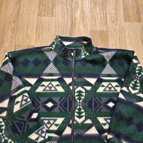 Vtg Aztec Southwestern Jacket Size XL Blue Green Full Zip Fleece Artsy Western - Picture 2 of 7